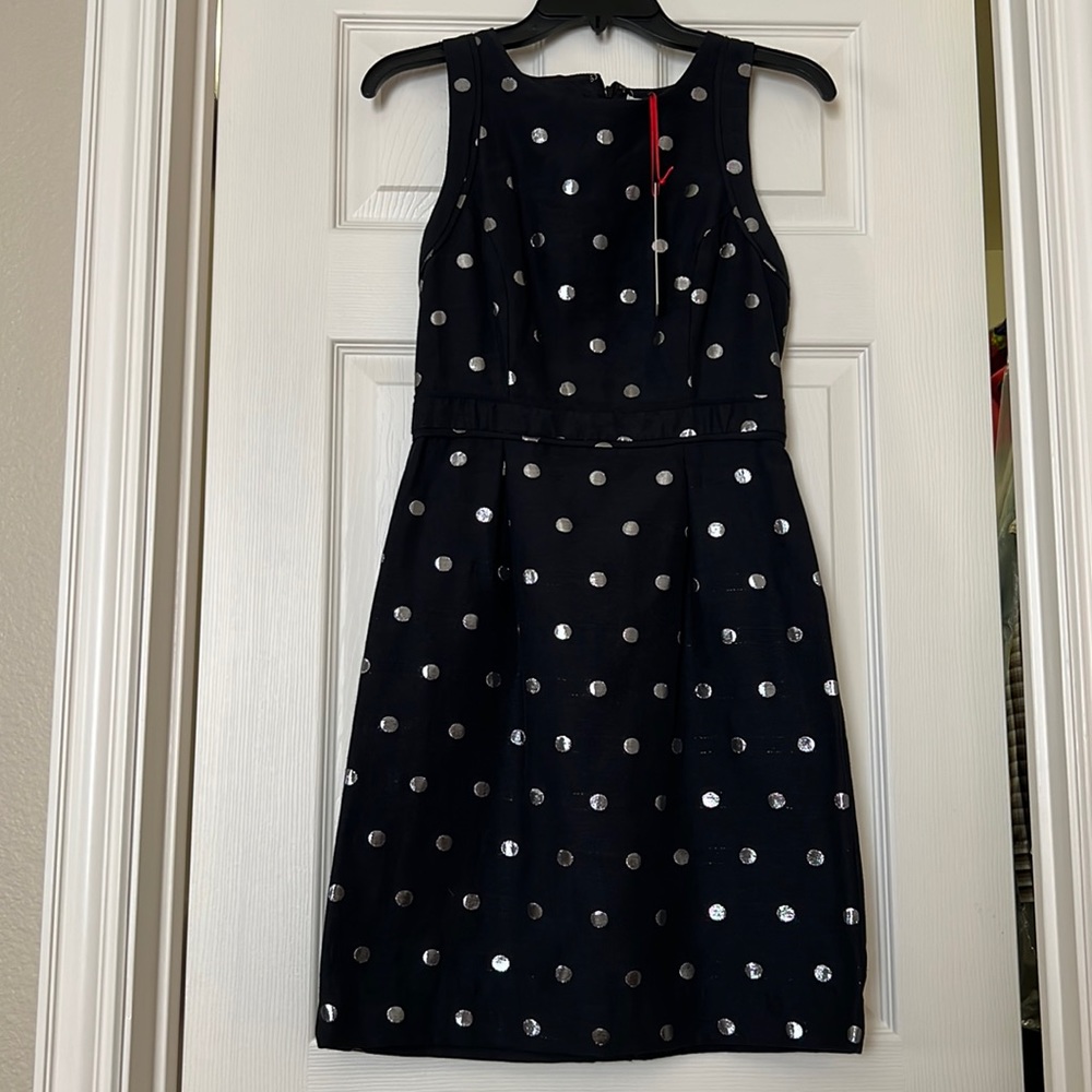 Elle Black Polka Dot Sheath Dress with Silver Dots